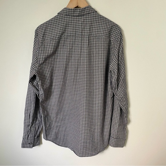 Theory Men’s Rammy NP Fall Grid Button Down Cotton Dress Shirt Black and White - Picture 2 of 7